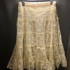 WD.NY Elegant Cream Lace A-Line Skirt